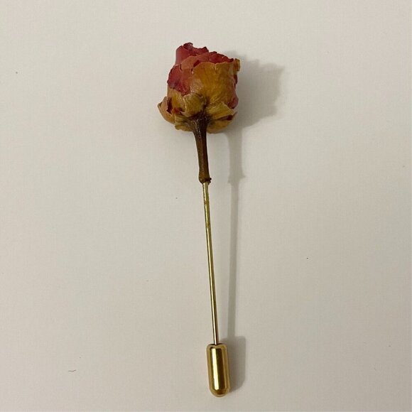 Vintage Dried Rose Bud Lapel Stick Pin - Picture 3 of 13